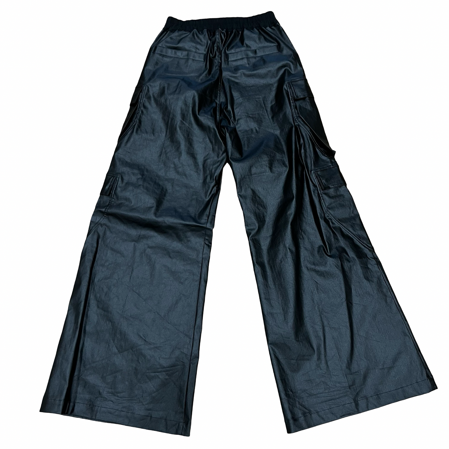 Rick Owens Black Coated Denim Cargobelas Pants Lido SS24 SZ 48