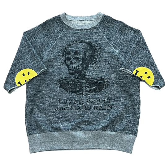 Kapital Hard Rain Smiley Short Sleeve Sweatshirt SZ 4