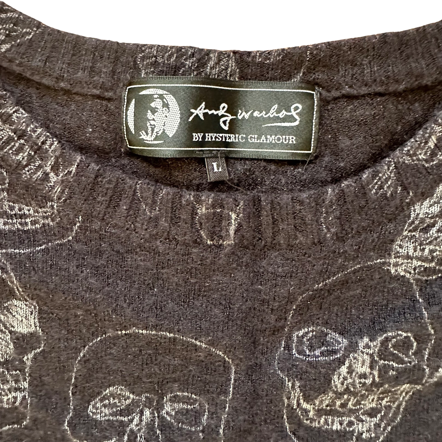 Hysteric Glamour x Andy Warhol Skull Print Sweater Sz Large