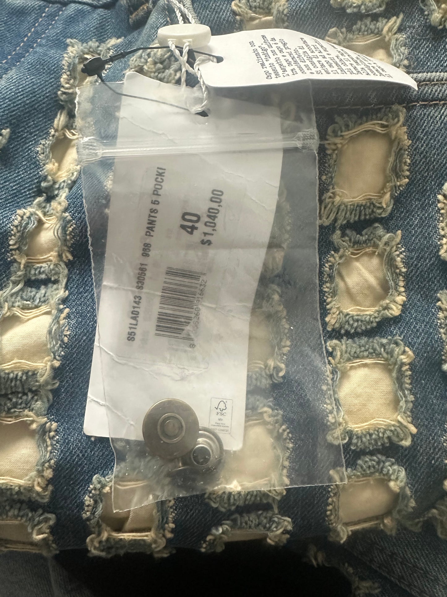 Margiela Hole Punch Denim NWT SZ 30