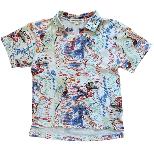 Comme des Garçon Map Print Collared Shirt Sz Small