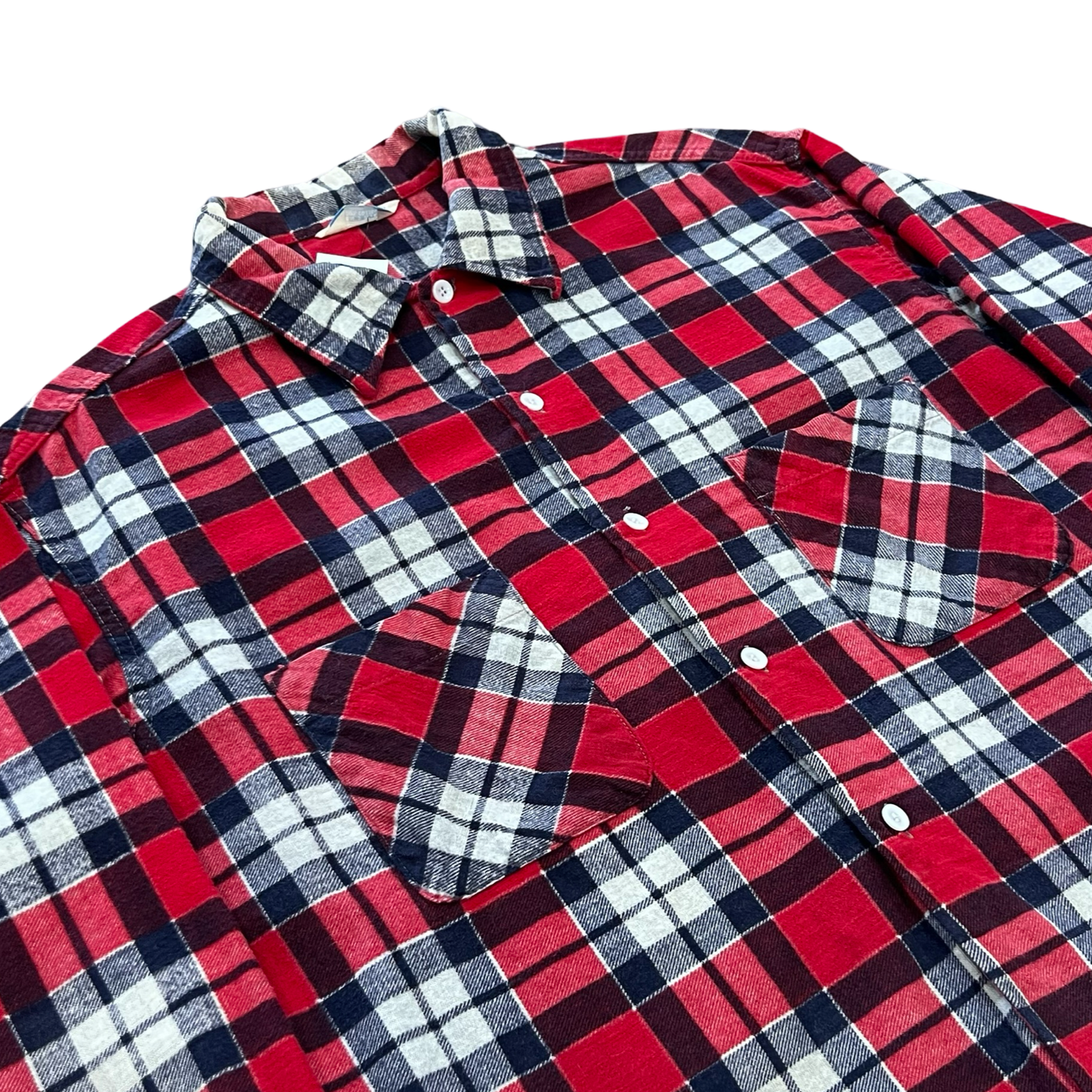 Vintage 1960s Grants Plaid Flannel Cotton Shirt SZ XL