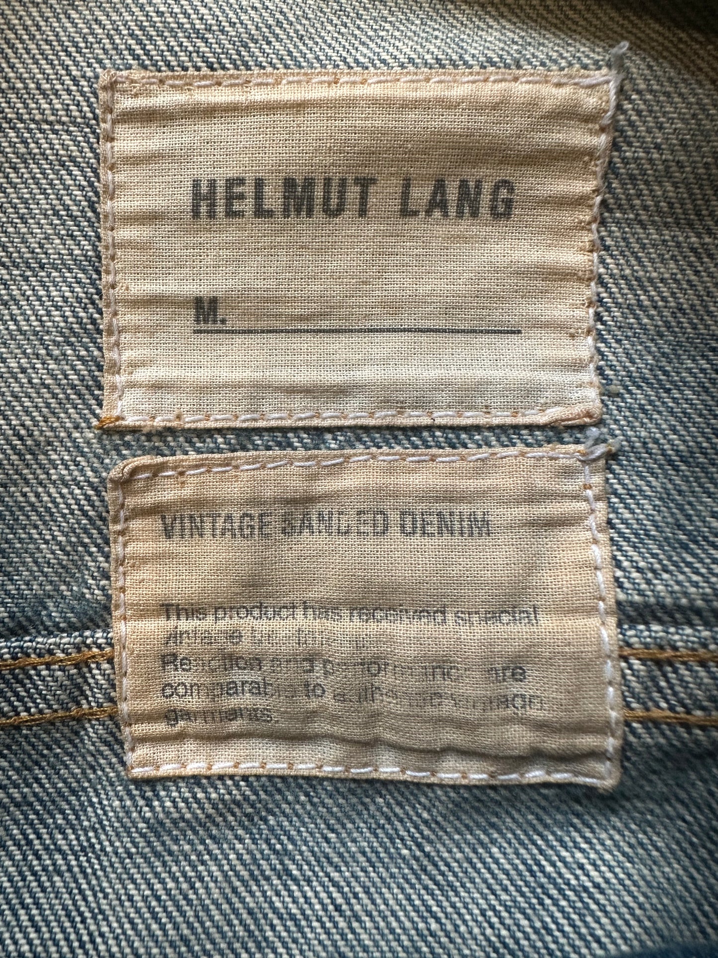 Helmut Lang ‘Vintage Sanded’ Classic 2 Pocket Denim Jacket Sz 46