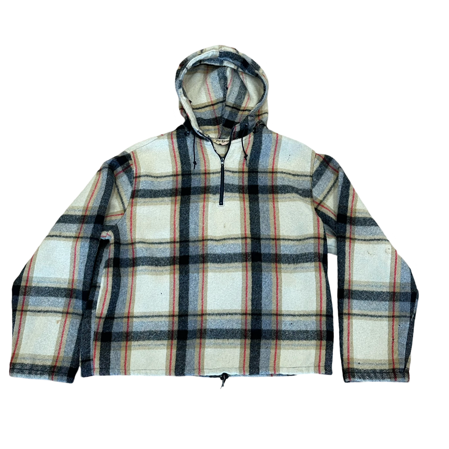 Vintage 1960s Fox Knapp Plaid Wool Quarter Zip Pull Over SZ L