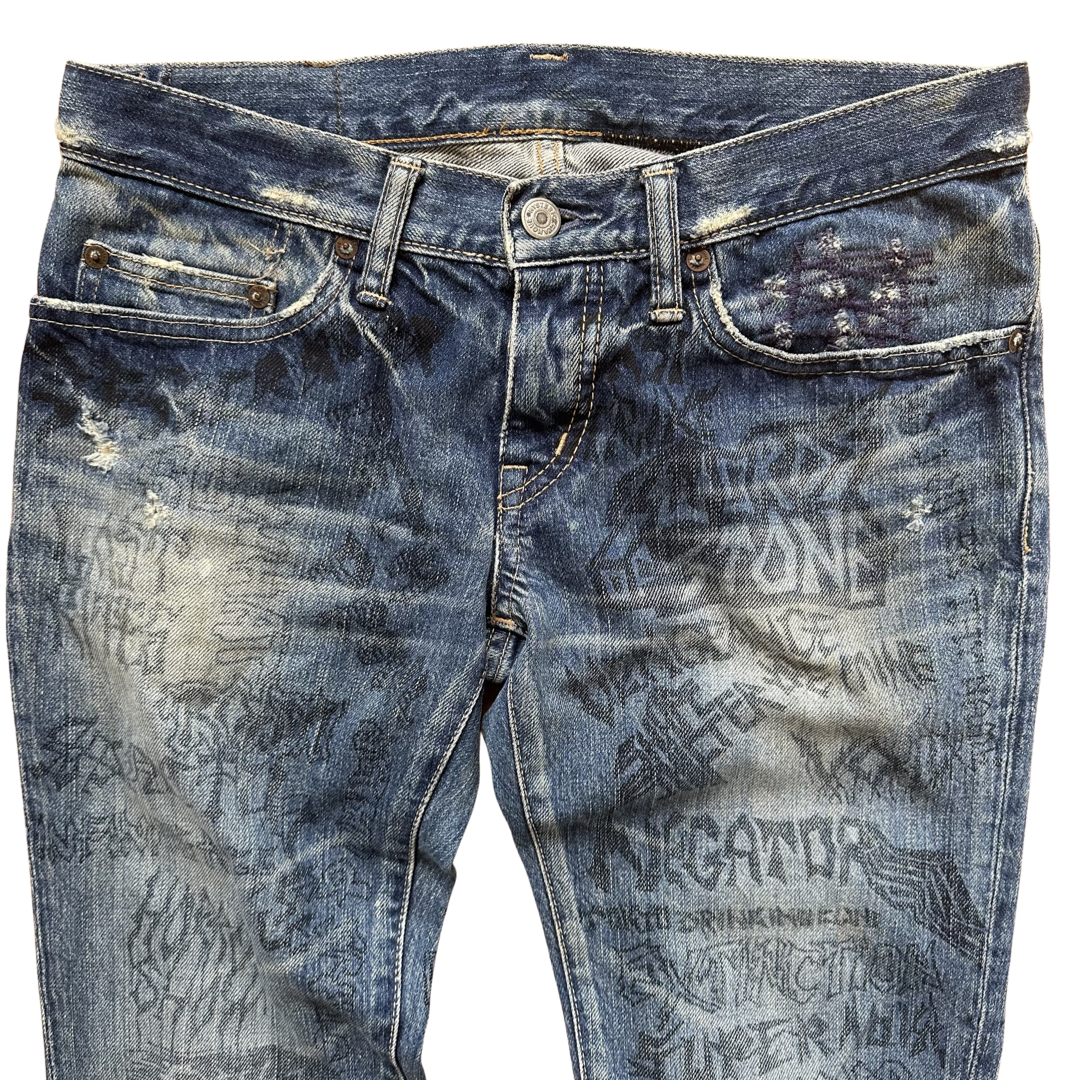 Hysteric Glamour Scribble Denim Sz Medium/30