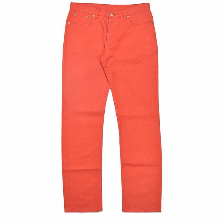 INQUIRE Helmut Lang Coral Pink Silk Blend Raw Denim Pants A/W01 29