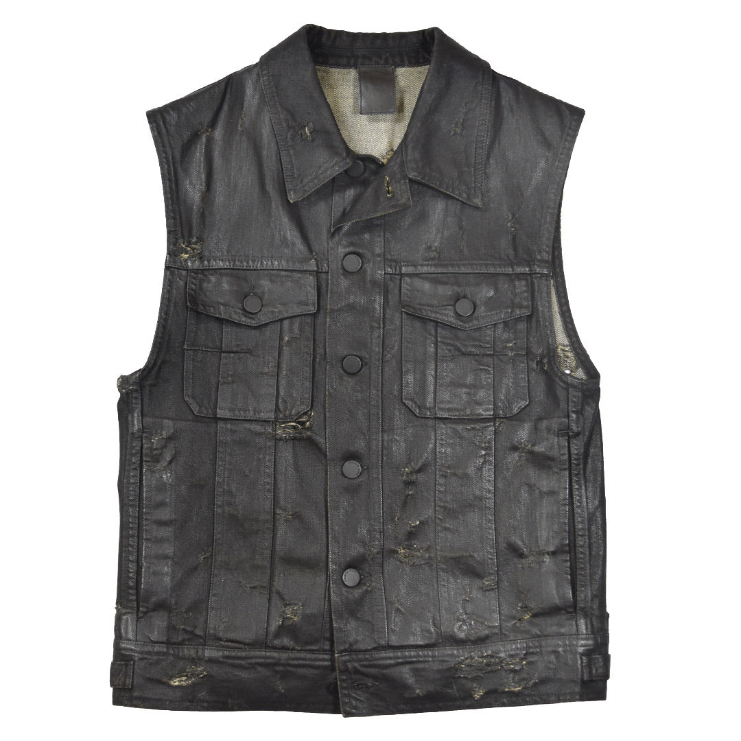 INQUIRE Dior waxed and distressed denim vest S/S04 “Strip” 48/medium