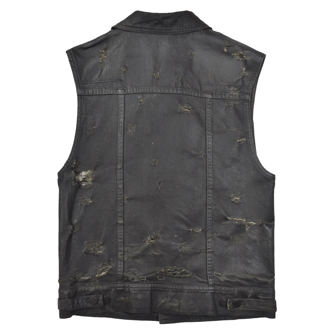 INQUIRE Dior waxed and distressed denim vest S/S04 “Strip” 48/medium