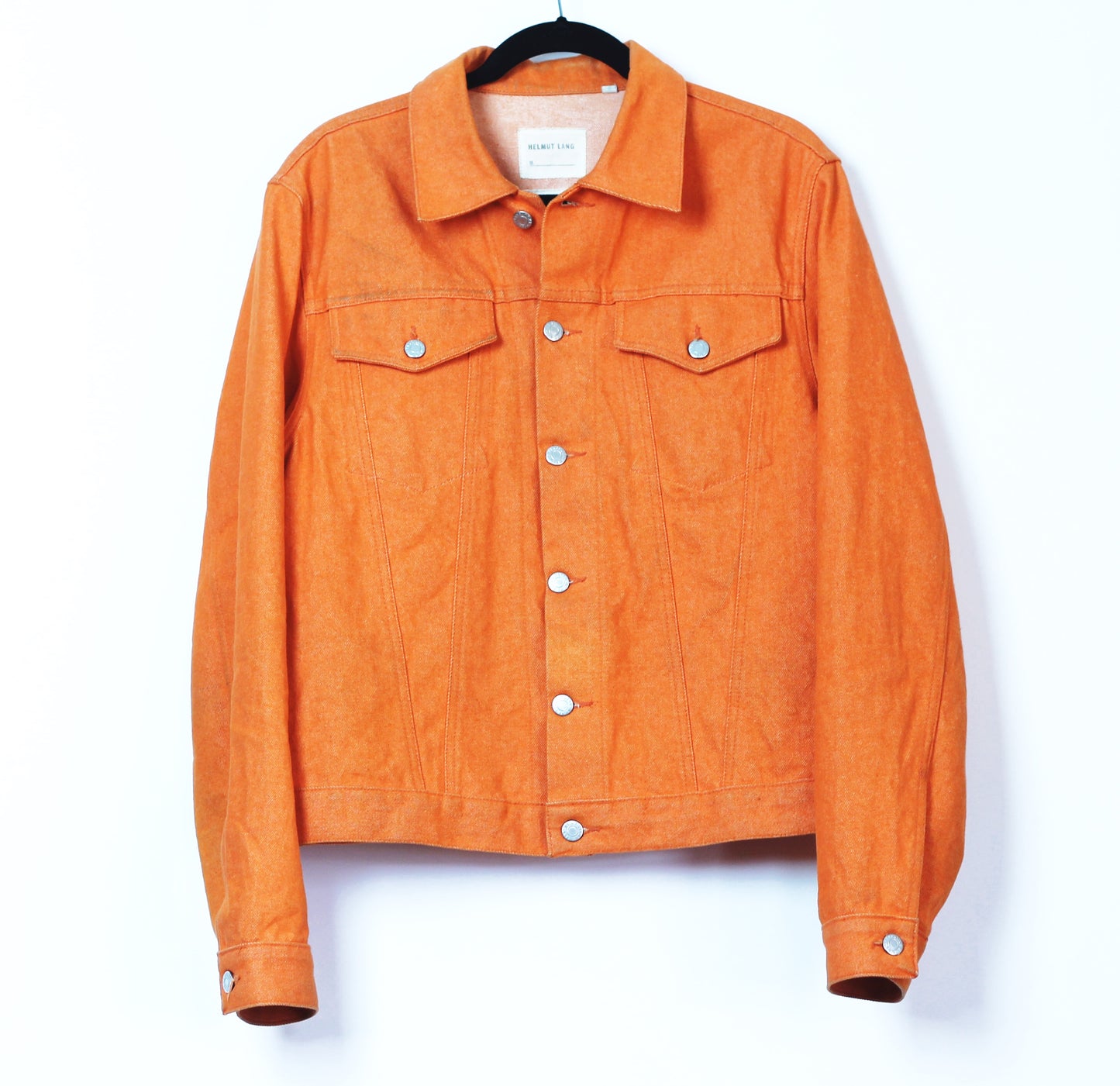 INQUIRE Helmut Lang Orange Raw Denim Trucker Jacket S/S2000 (Medium)